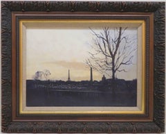 Peinture à l'huile originale impressionniste française PARIS À NIGHT WITH EIFFEL TOWER