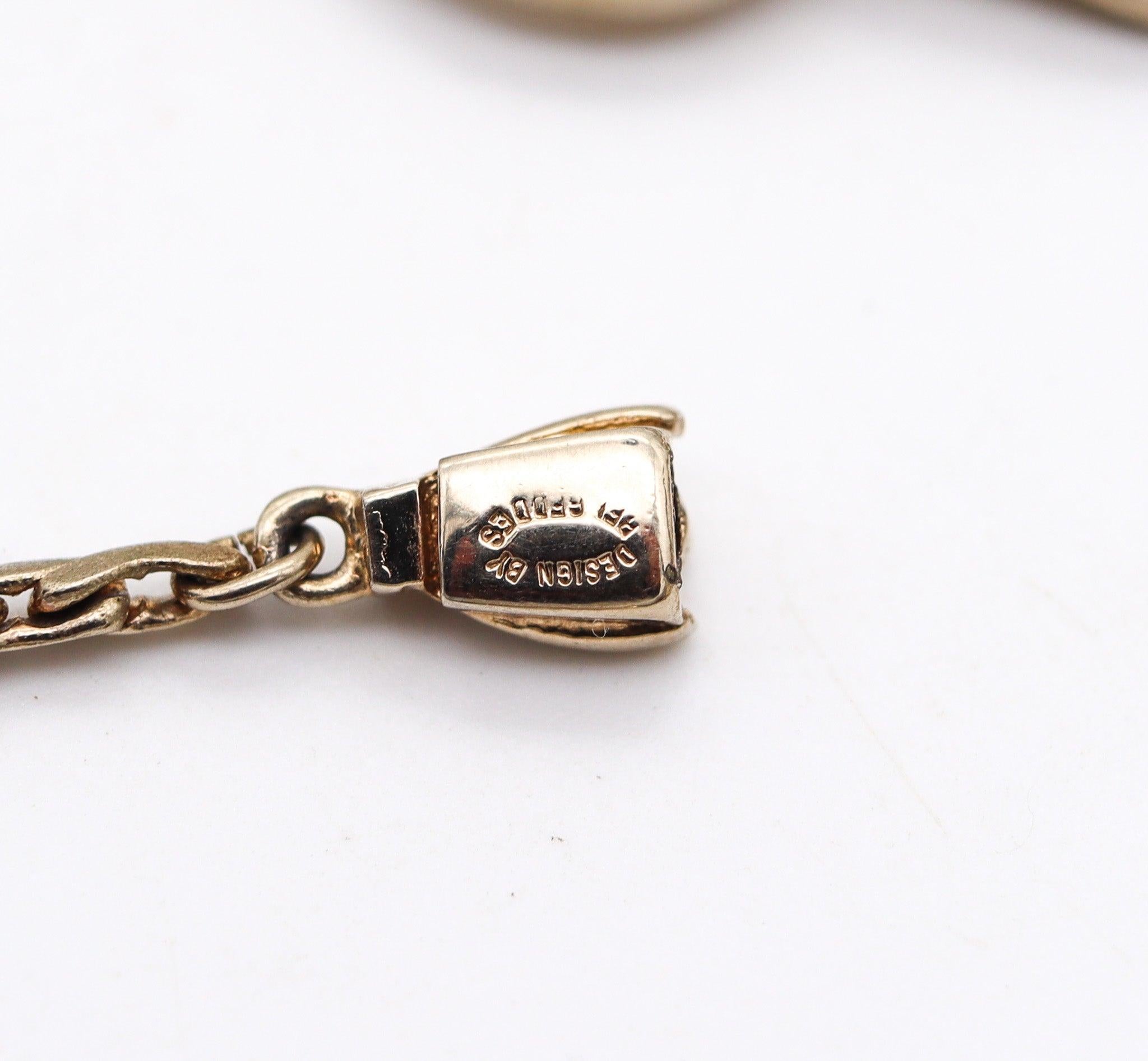 NORMAN BEL GEDDES 1950 Retro Modernist Necklace In Gilt Steel For Sale 5