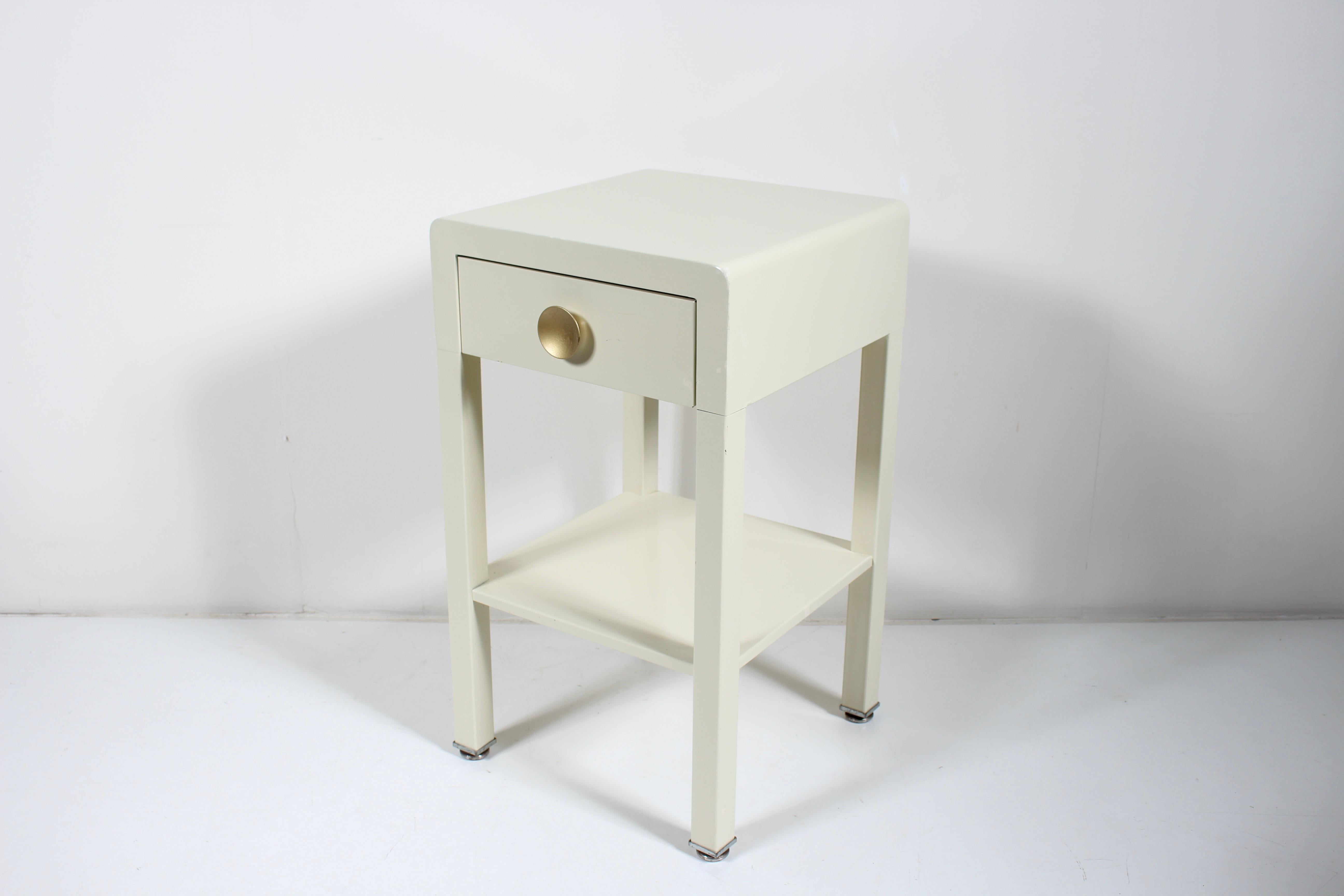 Norman Bel Geddes for Simmons Off White Enameled Steel Night Stand, 1930's For Sale 10