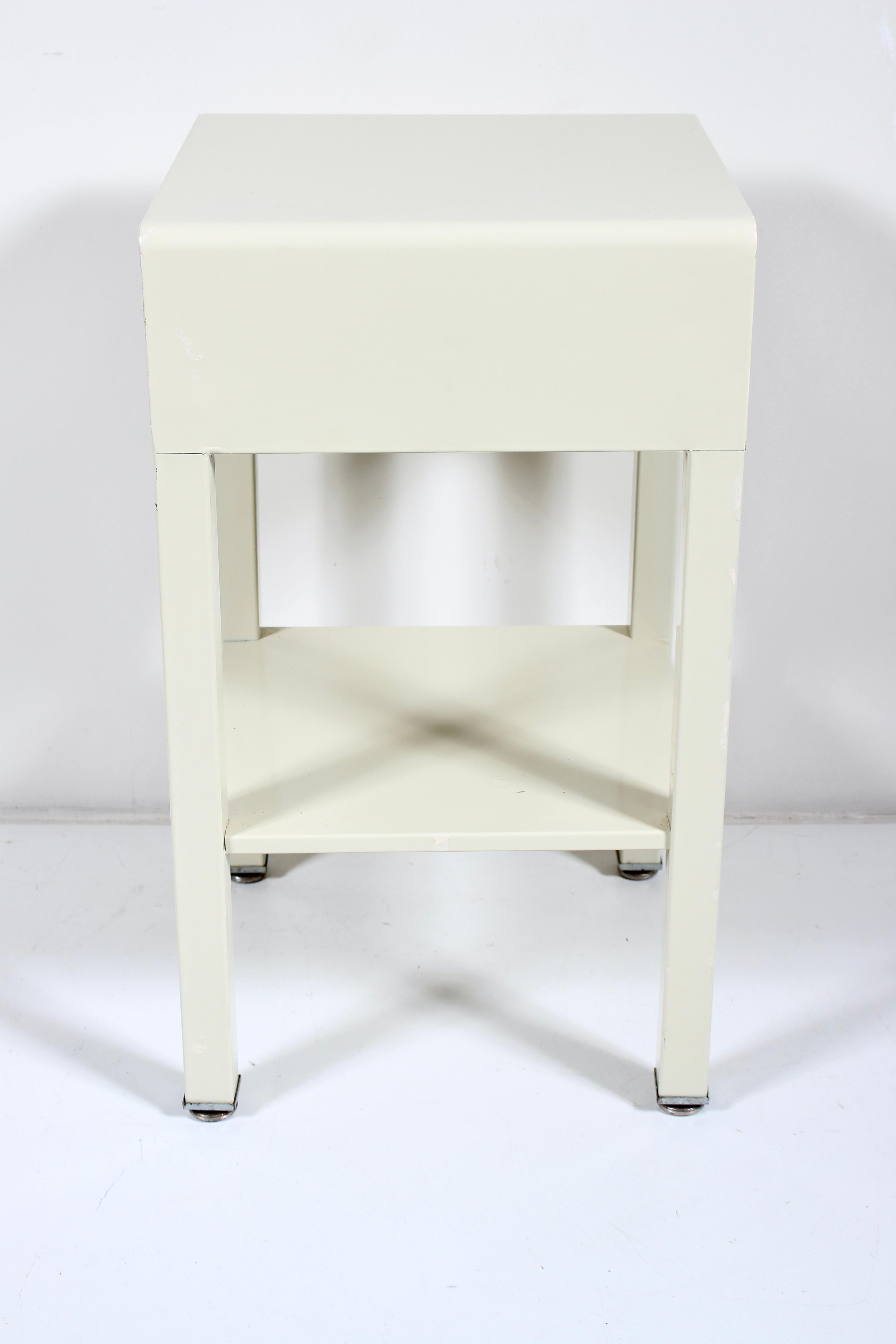 Norman Bel Geddes for Simmons Off White Enameled Steel Night Stand, 1930's For Sale 1