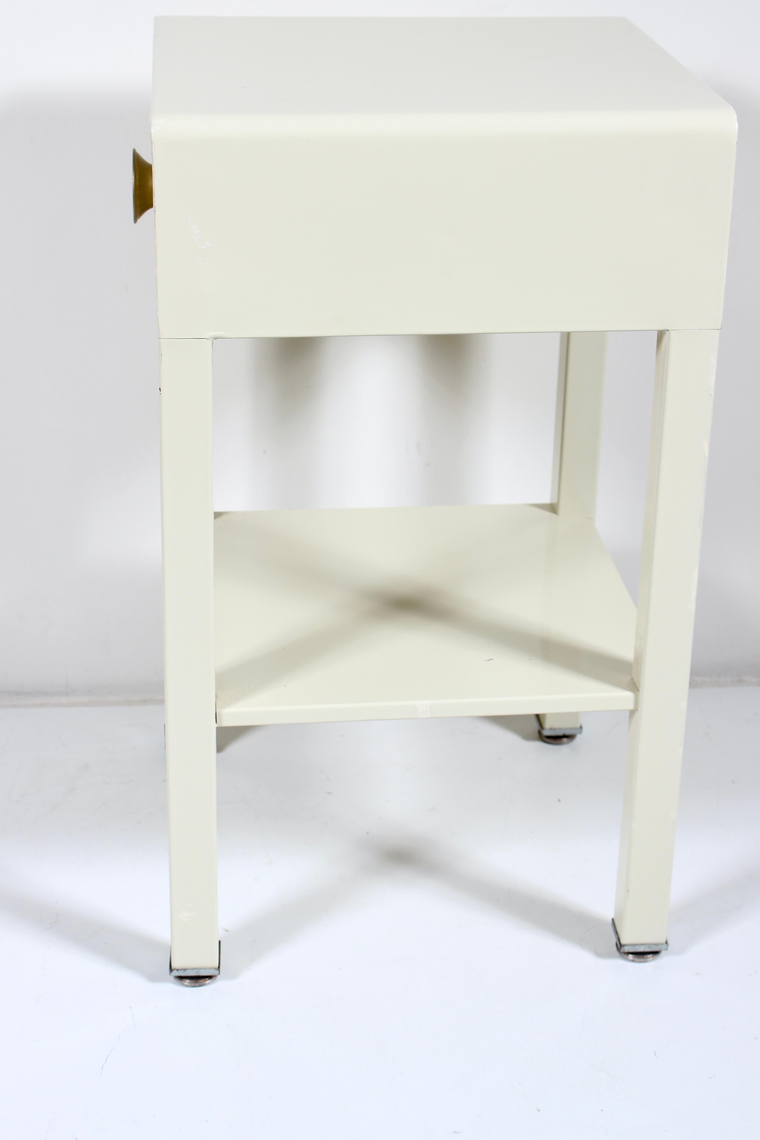 Norman Bel Geddes for Simmons Off White Enameled Steel Night Stand, 1930's For Sale 3