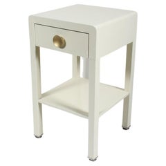 Vintage Norman Bel Geddes for Simmons Off White Enameled Steel Night Stand, 1930's