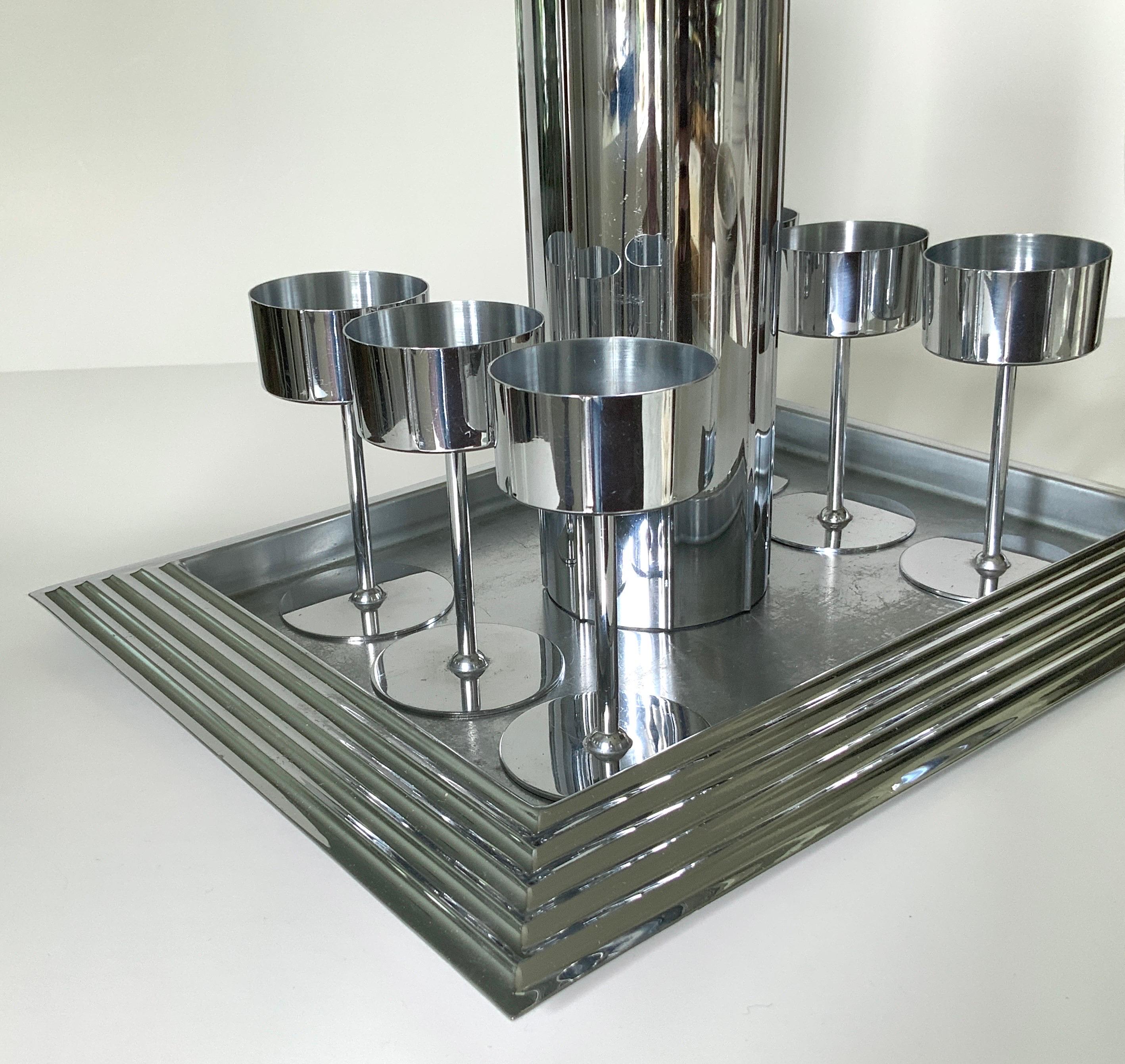 Art Deco Norman Bel Geddes Manhattan Skyscraper Cocktail Barware Set
