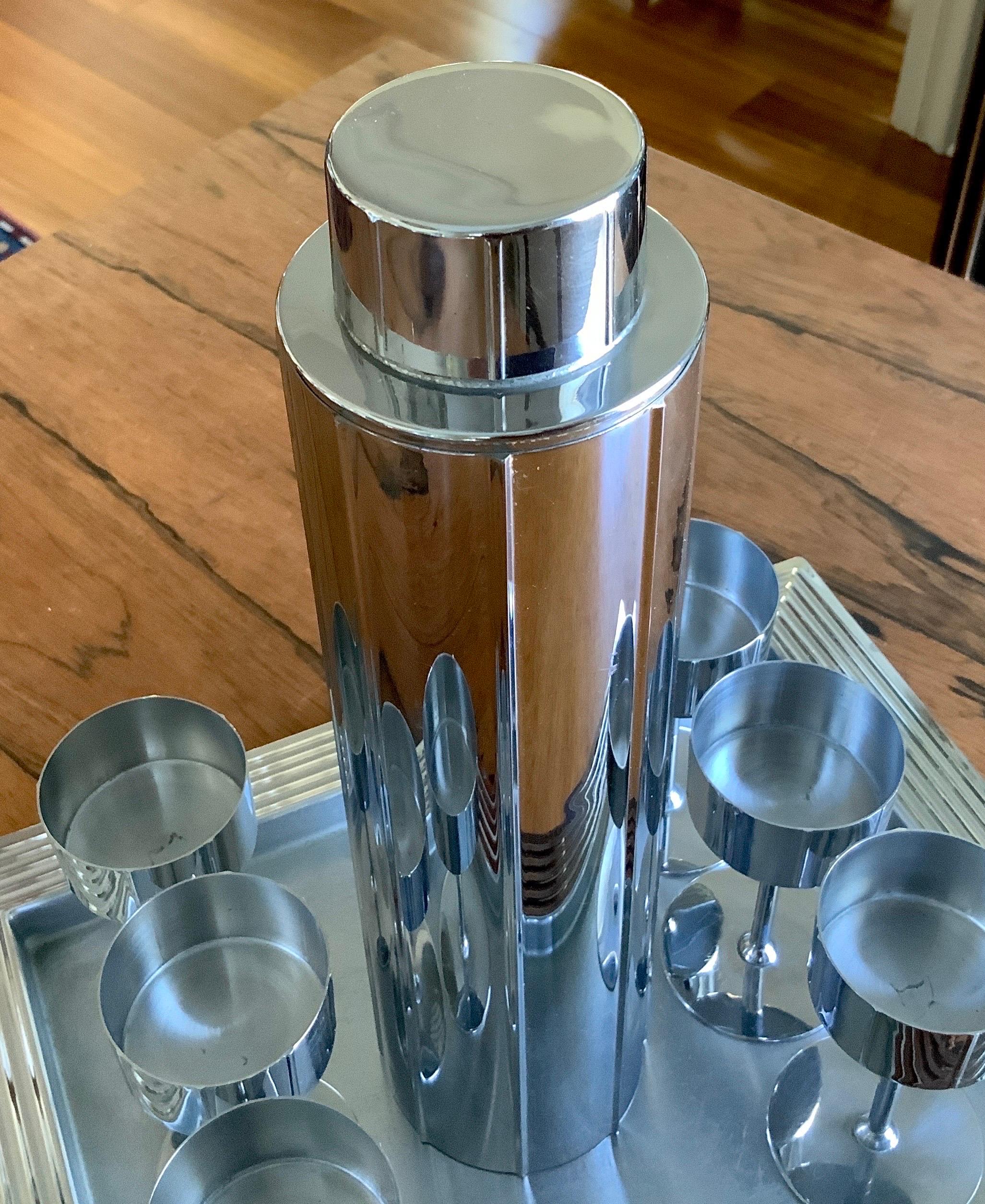 20th Century Norman Bel Geddes Manhattan Skyscraper Cocktail Barware Set
