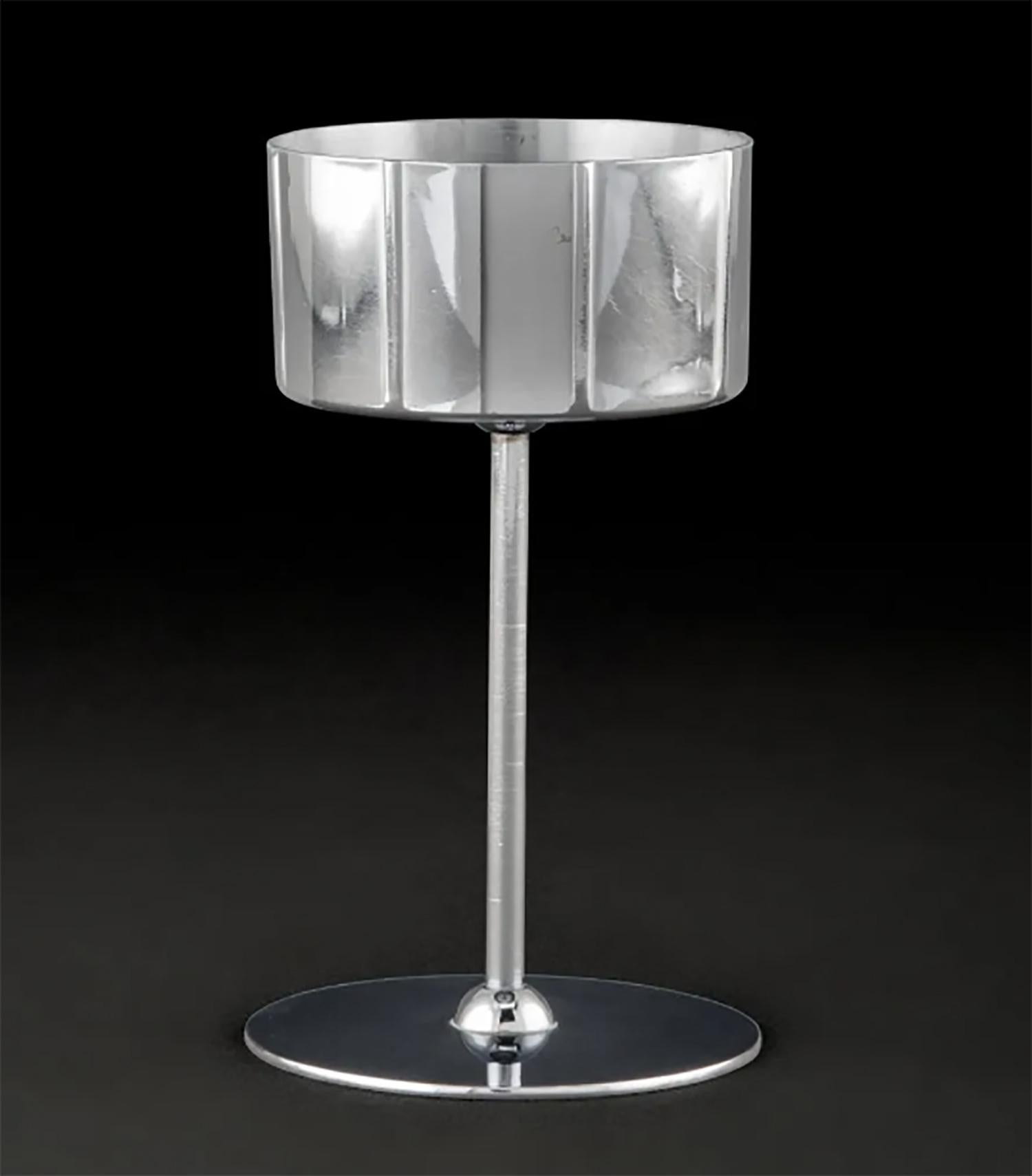 Plated Norman Bel Geddes Manhattan Skyscraper Cocktail Set, an Icon of Revere Art Deco