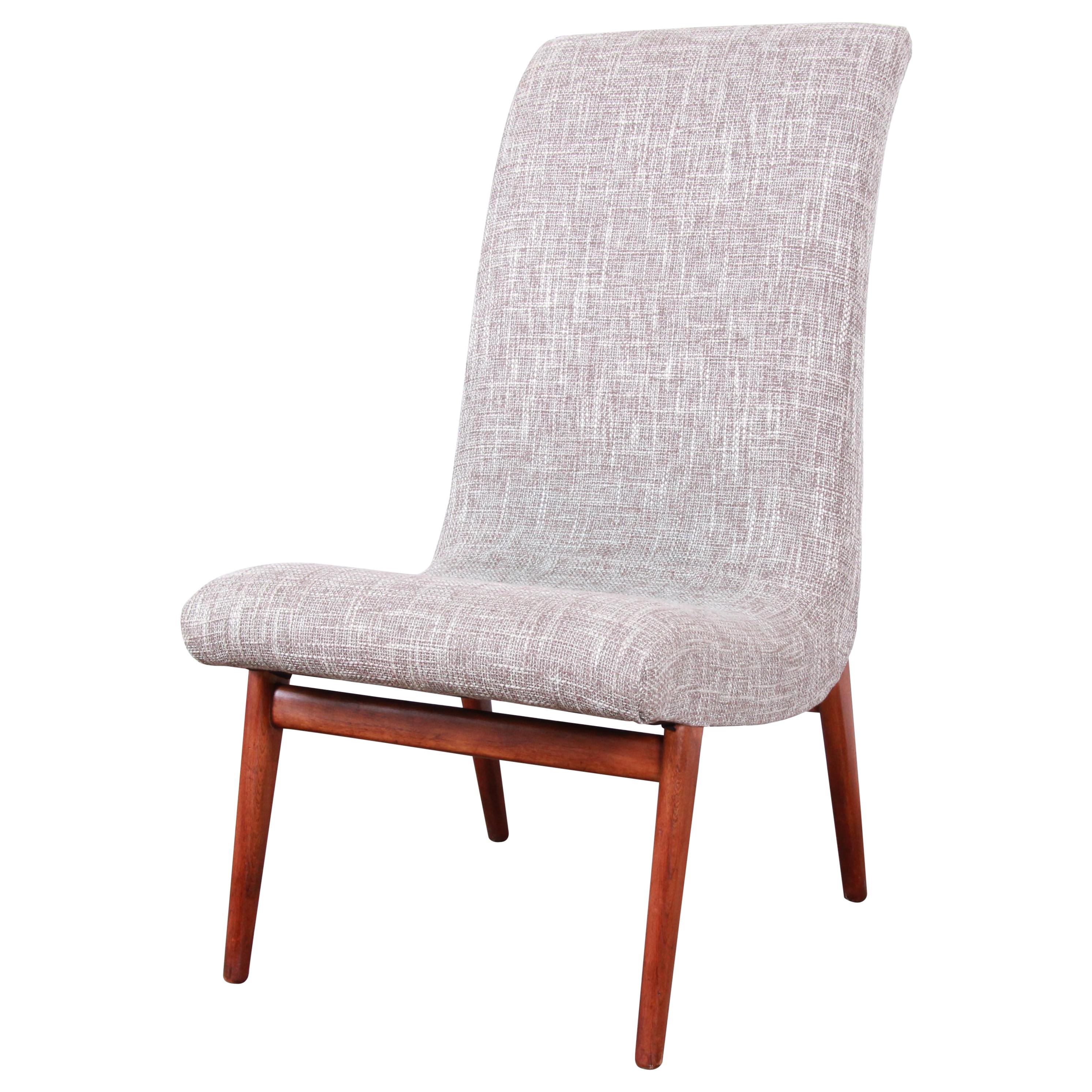 Norman Bel Geddes Mid-Century Modern Slipper Chair, Newly Reupholstered