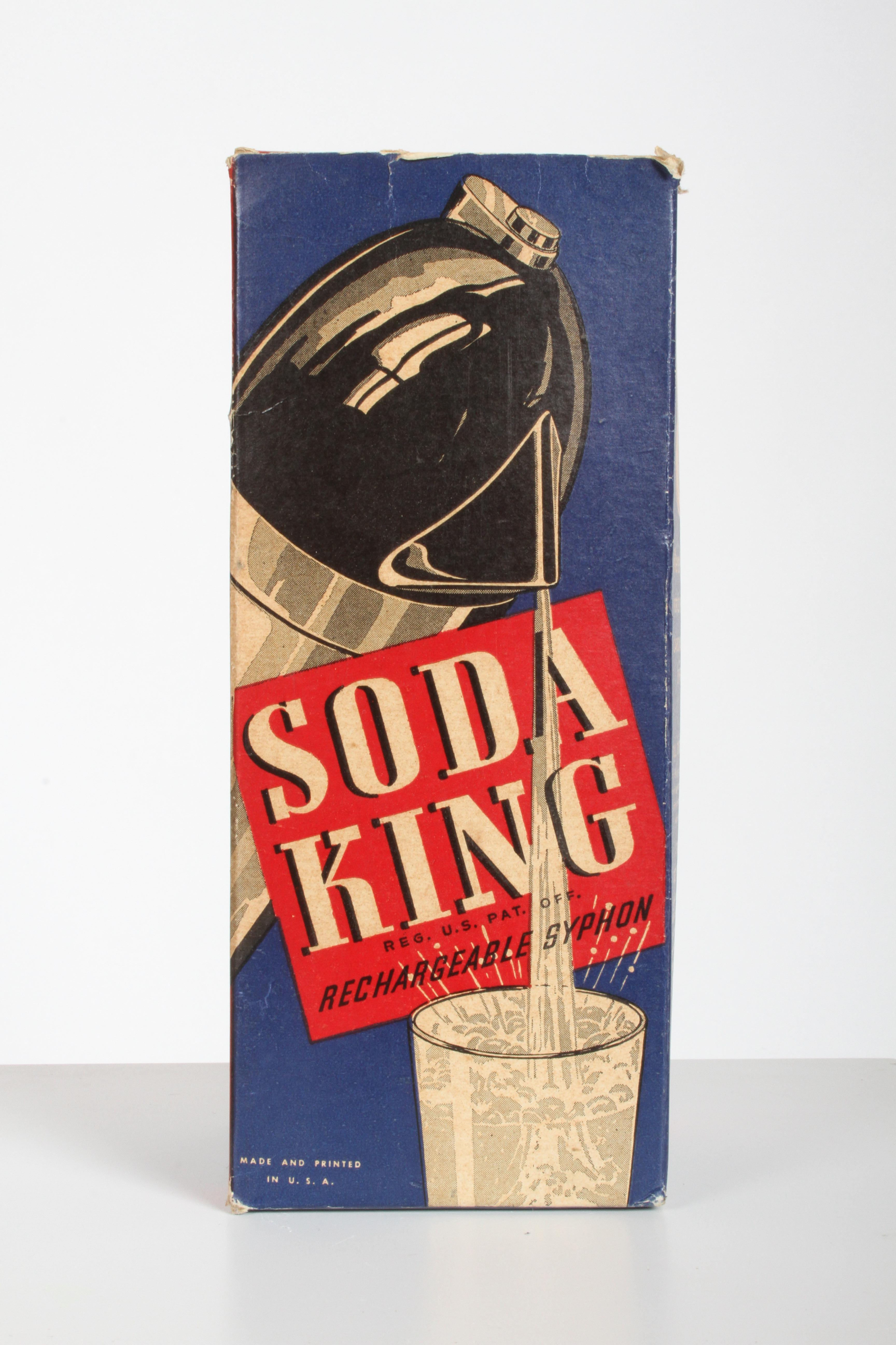 Norman Bel Geddes Soda King rechargeable syphon circa 1938, unused Art Deco / Machine Age / Industrial designer Norman Bel Geddes's chrome plated and enamel Soda King rechargeable syphon, designed in 1938. Belongs in a museum, as it is unused and in