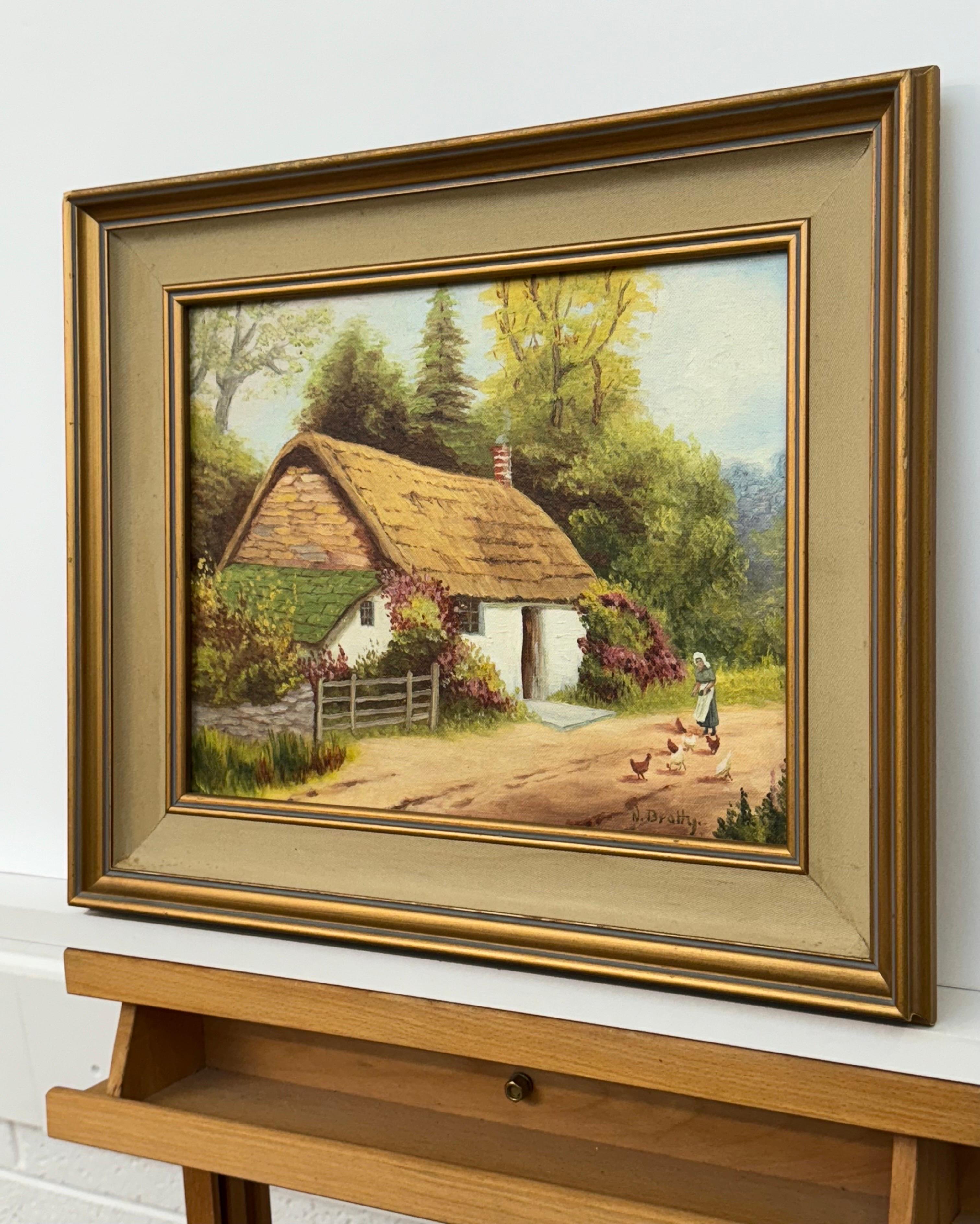 Gîte rural idyllique avec dame nourrissant des poules dans la campagne irlandaise

L'œuvre d'art mesure 12 x 10 pouces
Le cadre mesure 17 x 14 pouces

Cette charmante peinture à l'huile capture l'essence de la tranquillité rurale, ce qui en fait un
