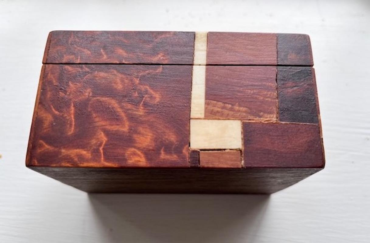 Vintage Brutalist MCM Inlaid Wood Box by Norman Brumm For Sale 1