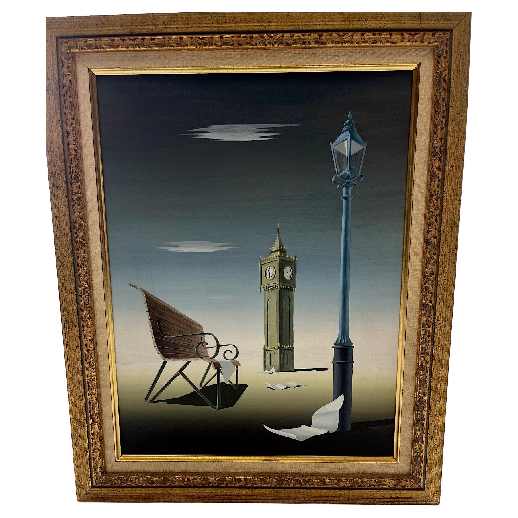 Norman C. Schwarzes surrealistisches Gemälde im Angebot