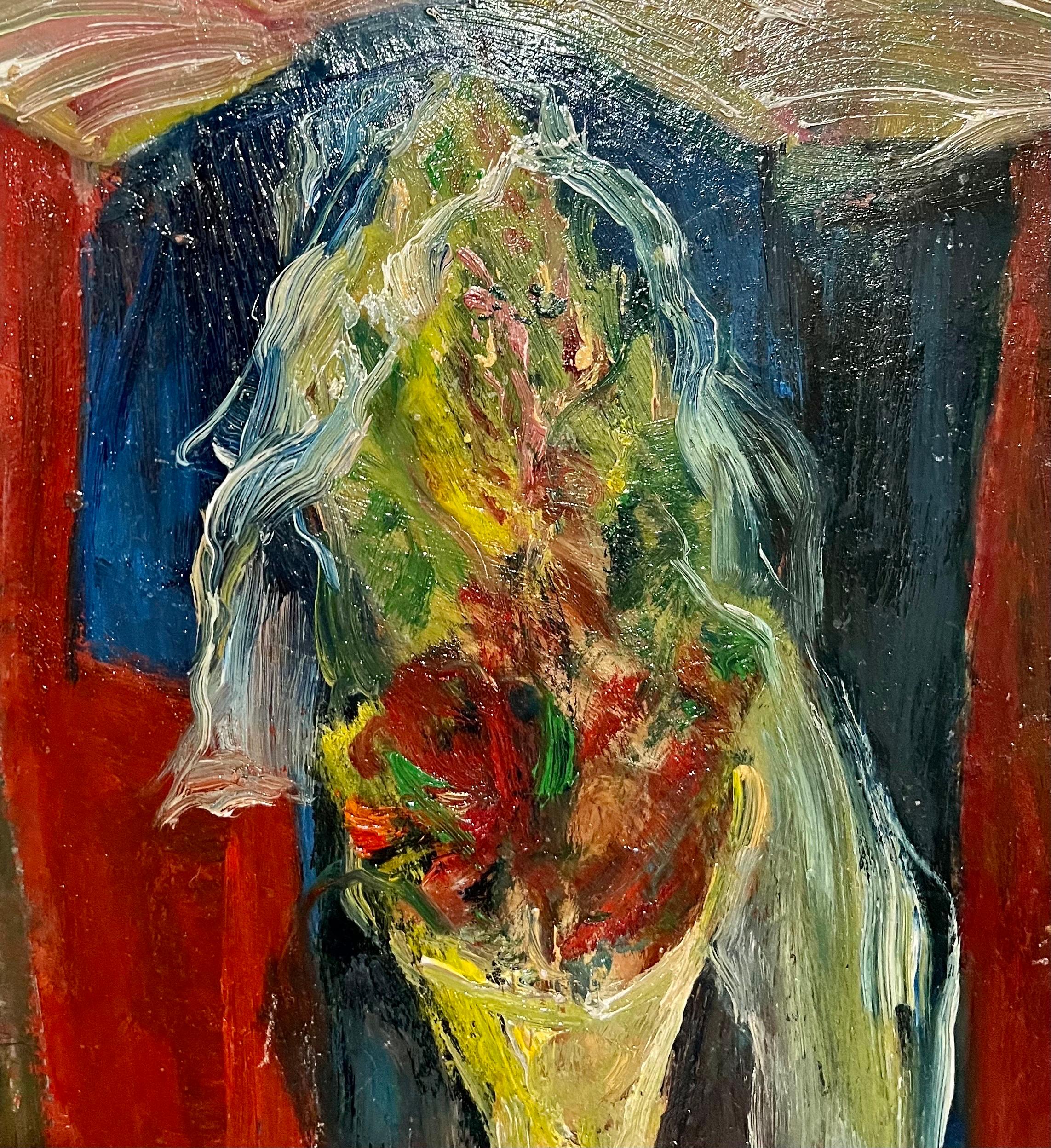 American Abstract Expressionist Flowers Oil Painting Norman Carton WPA Artist For Sale 4