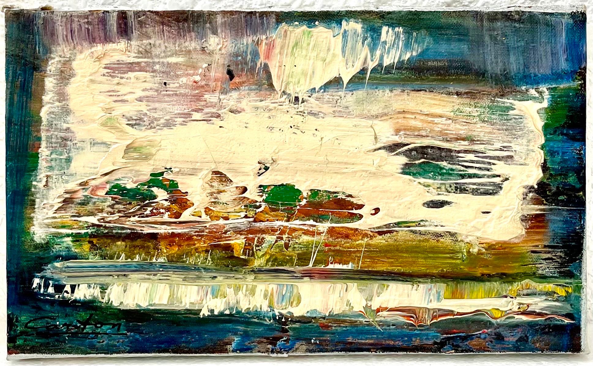Peinture à l'huile expressionniste américaine abstraite et vivante de Norman Carton, artiste de la WPA en vente 5