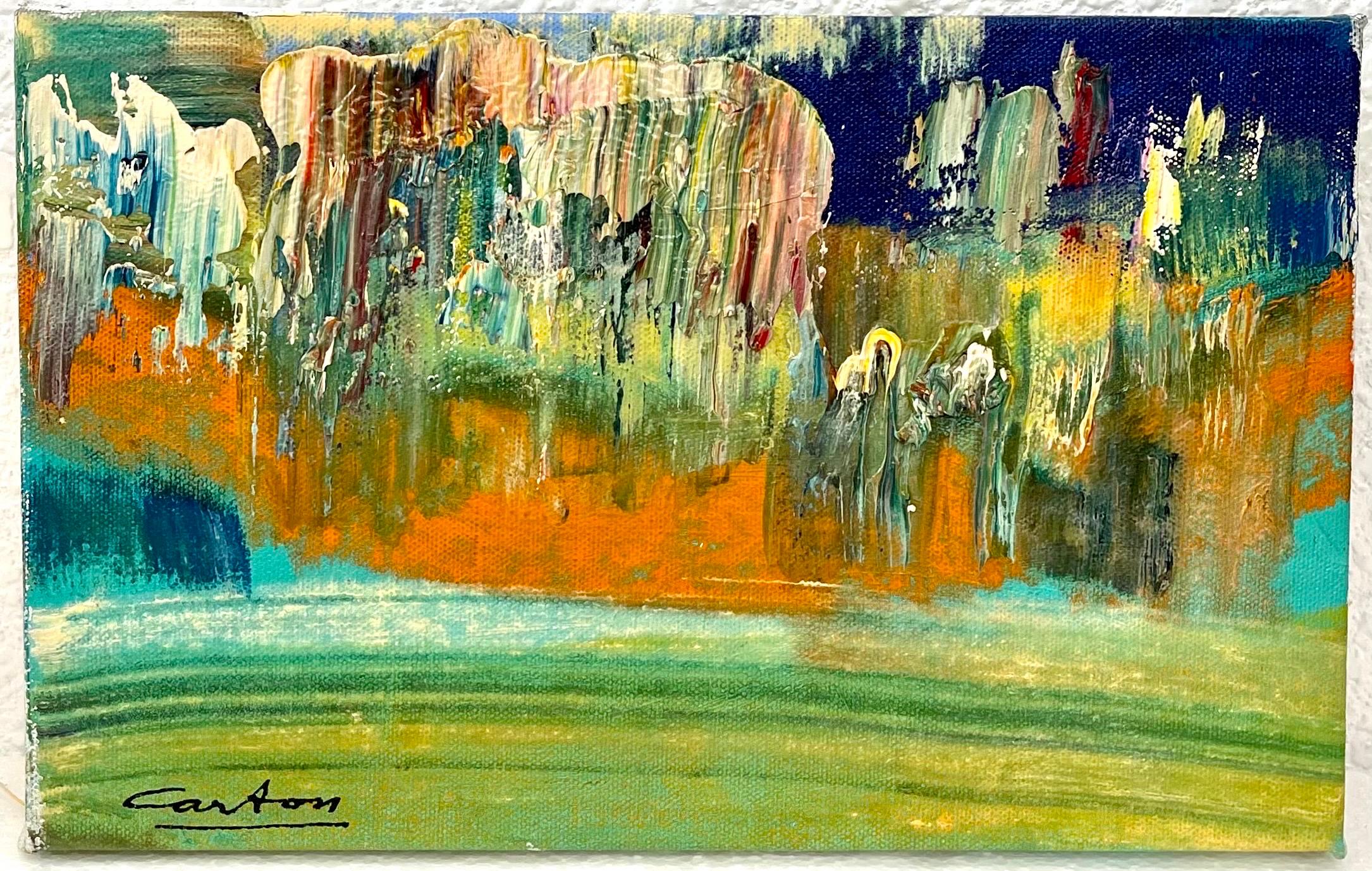 American Vivid Abstract Expressionist Art Oil Painting Norman Carton, WPA Artist For Sale 2