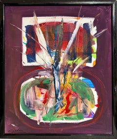 American Vivid Abstract Expressionist Art Oil Painting Norman Carton, WPA Artist