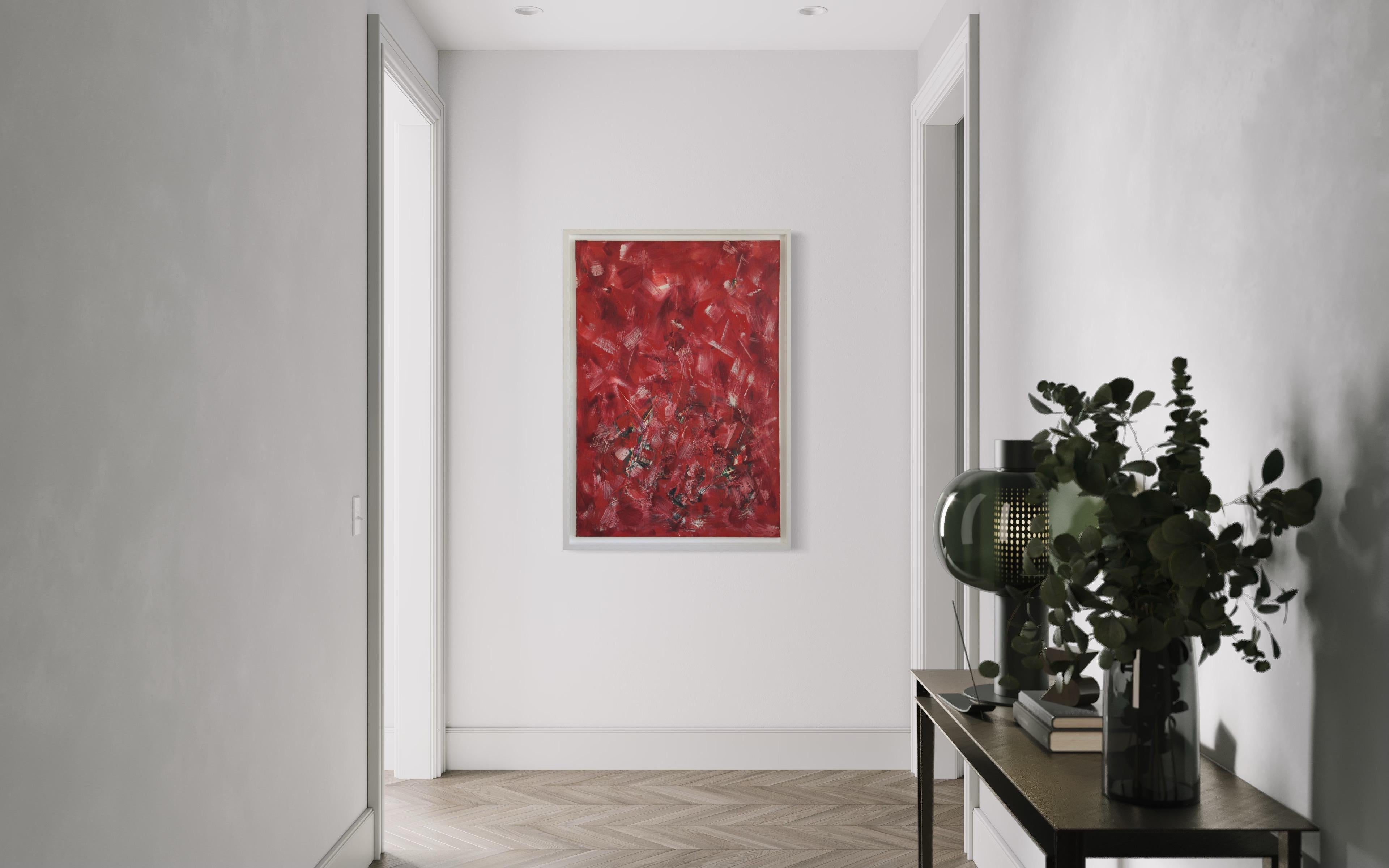 Sans titre  - Rouge Abstract Painting par Norman Carton