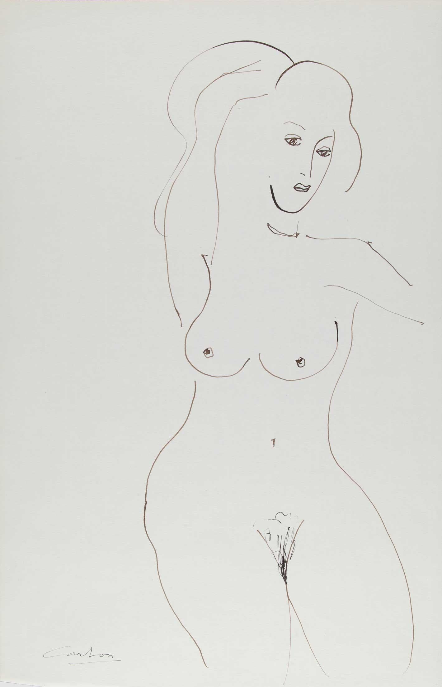 Norman Carton Figurative Print - Nude Study (7)