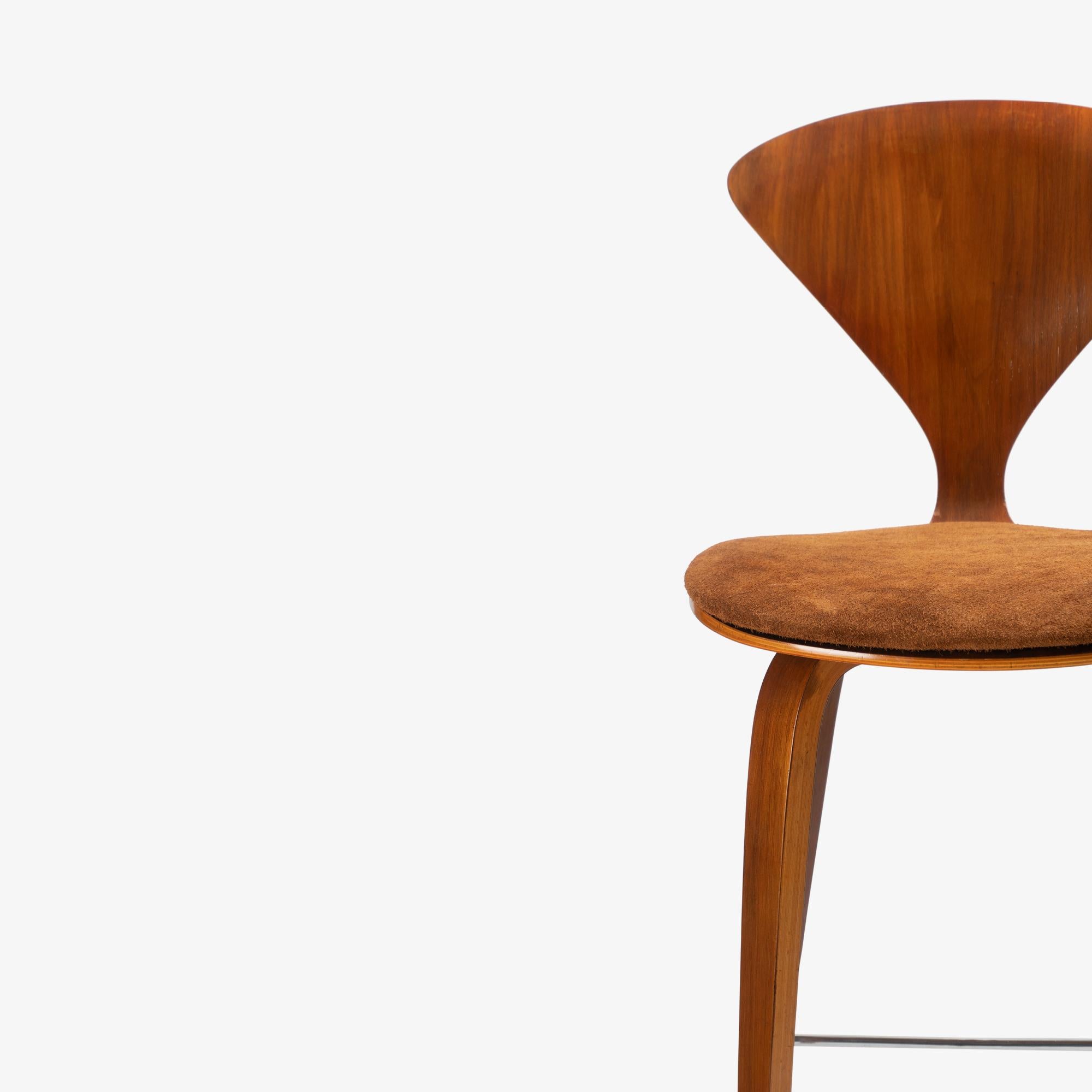 Norman Cherner Barstools in Walnut & Italian Suede, Set of 3 For Sale 7
