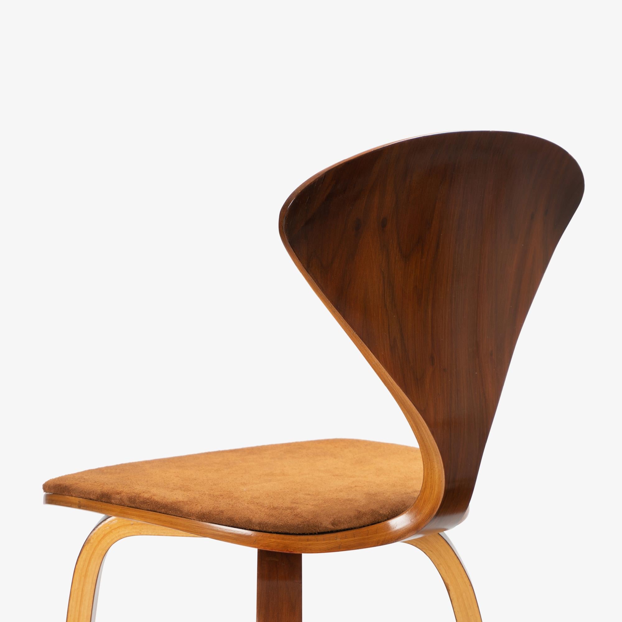 Norman Cherner Barstools in Walnut & Italian Suede, Set of 3 For Sale 9