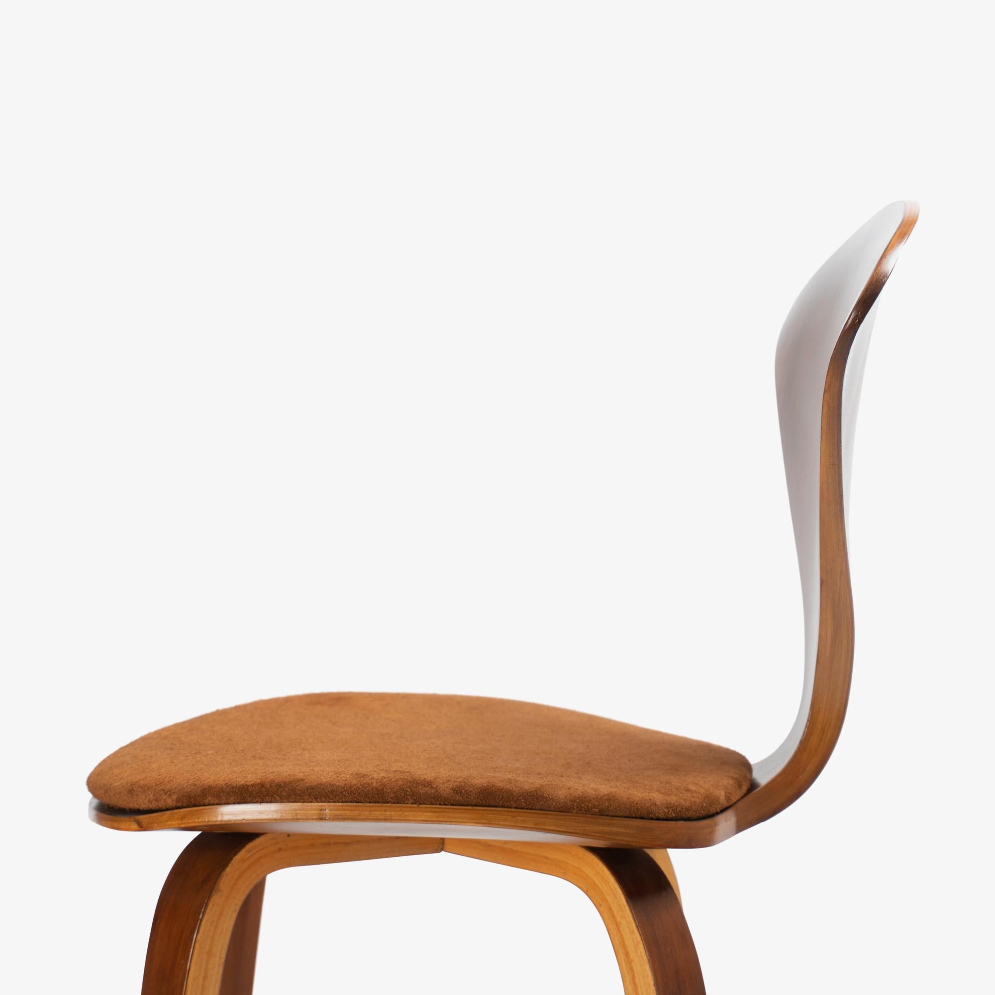 Norman Cherner Barstools in Walnut & Italian Suede, Set of 3 For Sale 1