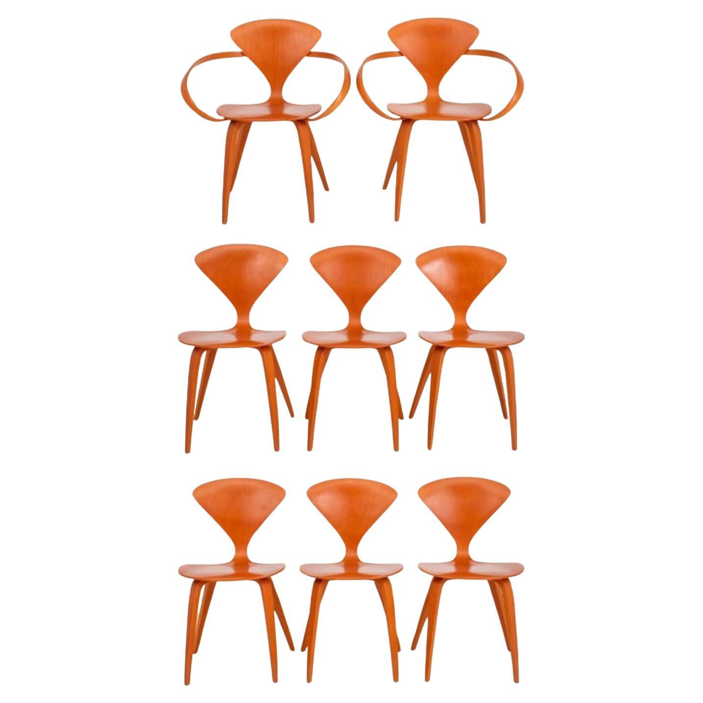 Norman Cherner Beech Wood Dining Chairs, 8