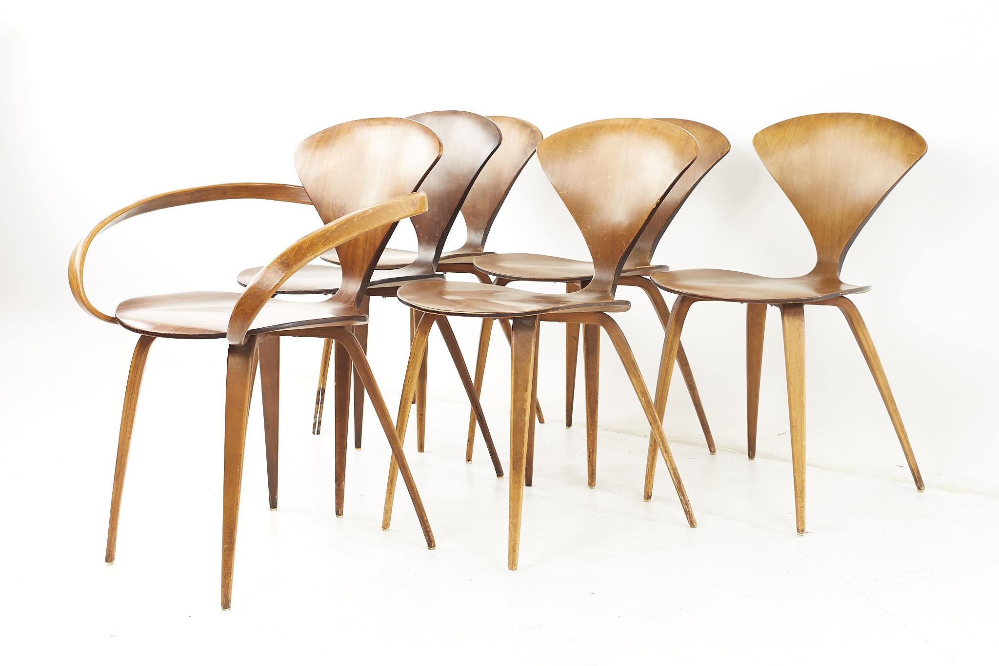 Mid-Century Modern Norman Cherner for Plycraft Mid Century Pretzel Dining Chairs, Set of 6