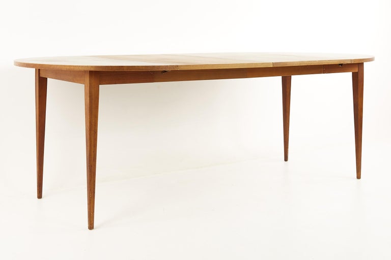 Norman Cherner for Plycraft Mid Century Walnut Round Expanding Dining Table For Sale 5