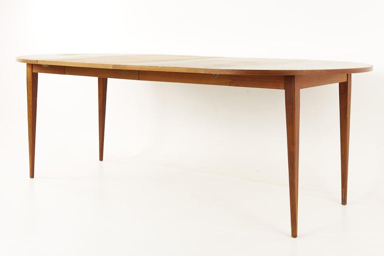 Norman Cherner for Plycraft Mid Century Walnut Round Expanding Dining Table For Sale 7
