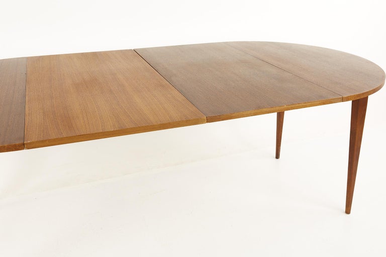 Norman Cherner for Plycraft Mid Century Walnut Round Expanding Dining Table For Sale 8