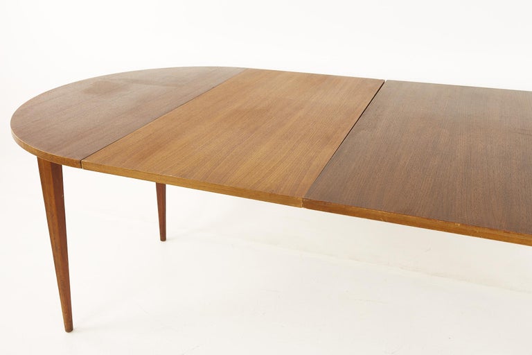 Norman Cherner for Plycraft Mid Century Walnut Round Expanding Dining Table For Sale 9