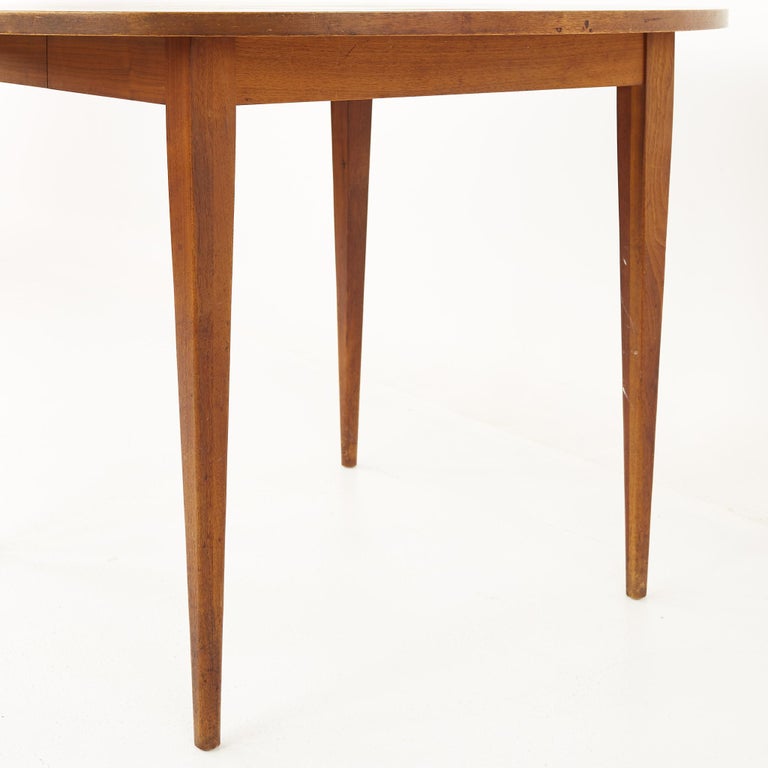 Norman Cherner for Plycraft Mid Century Walnut Round Expanding Dining Table For Sale 10