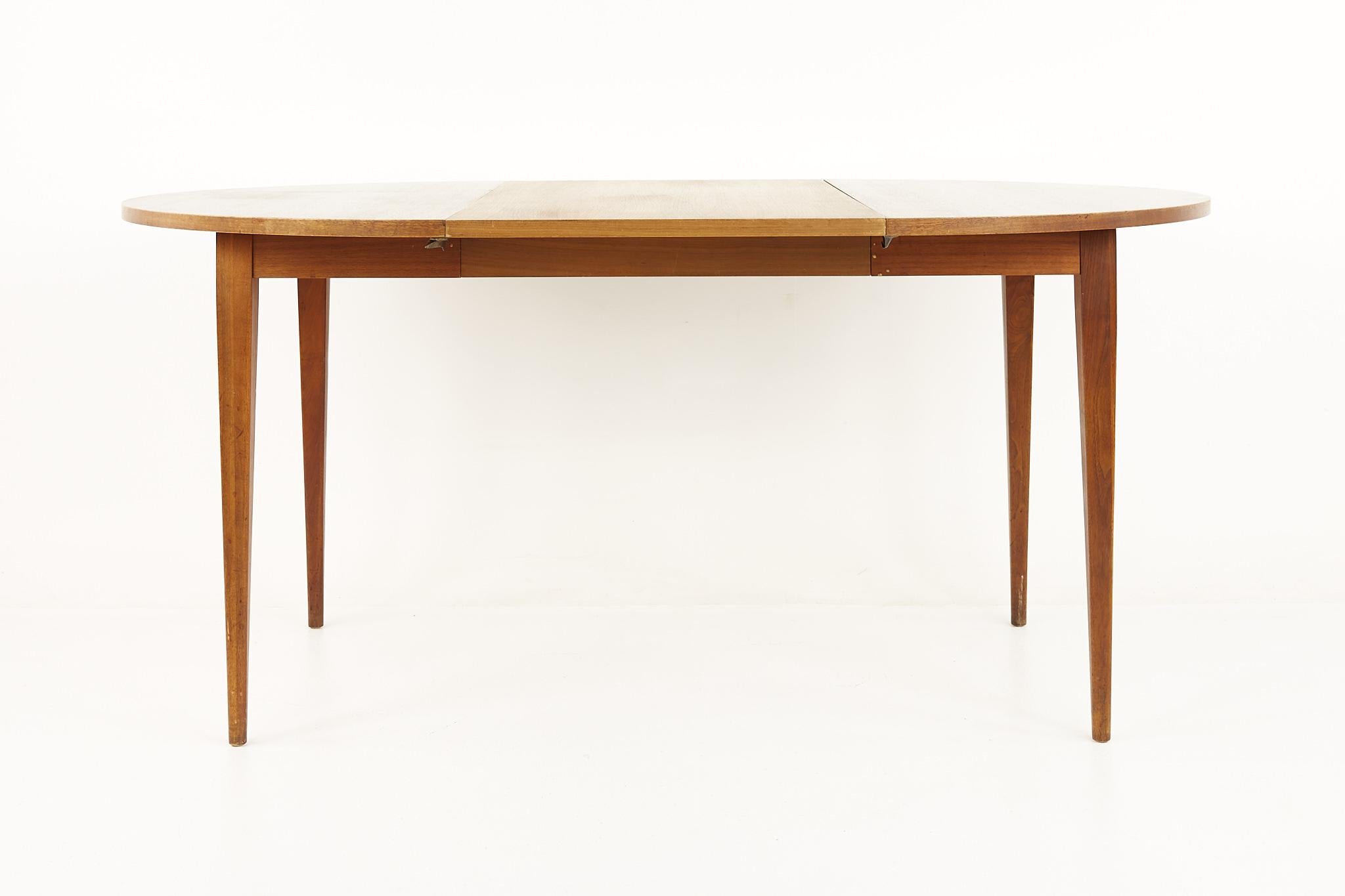 Norman Cherner for Plycraft Mid Century Walnut Round Expanding Dining Table For Sale 1