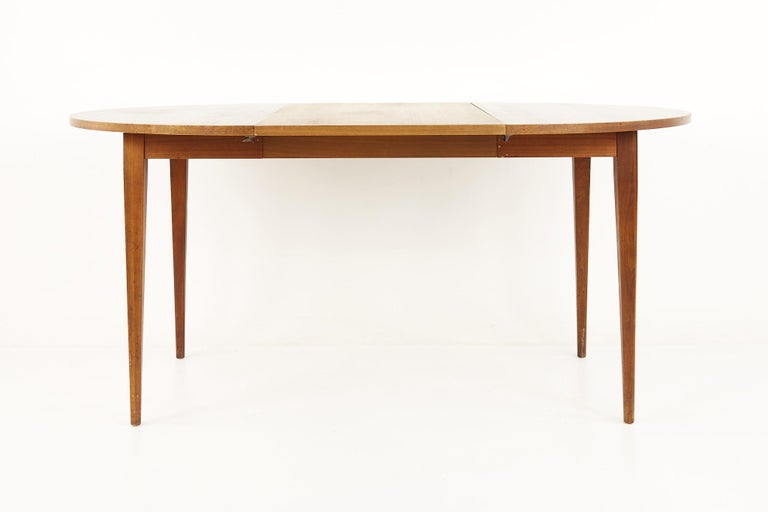 Norman Cherner for Plycraft Mid Century Walnut Round Expanding Dining Table For Sale 1