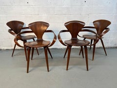 Sillones de madera curvada de mediados de siglo "Pretzel" de Norman Cherner para Plycraft