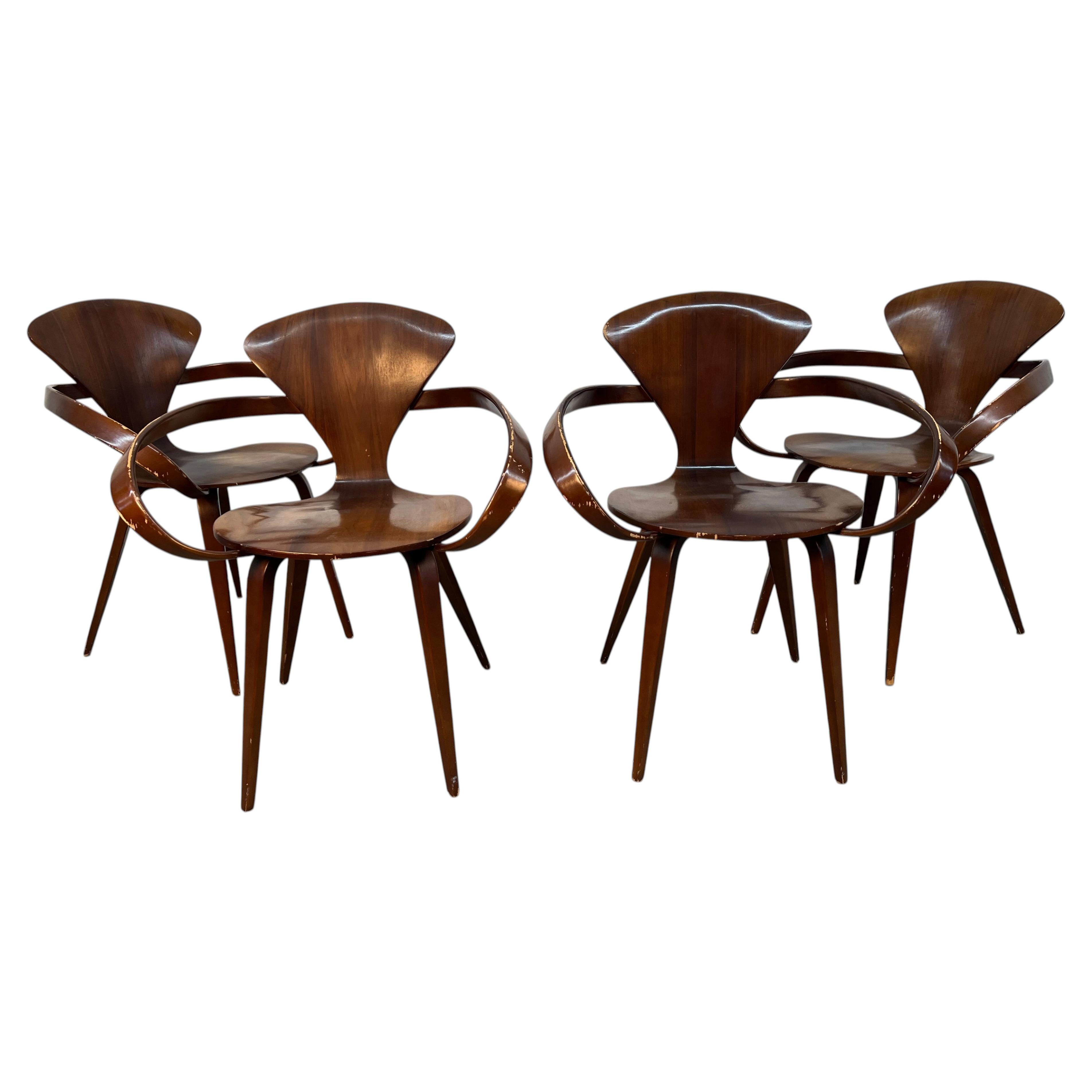 Norman Cherner for Plycraft "Pretzel" Mid-Century Bentwood Armchairs