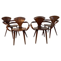 Sillones de madera curvada de mediados de siglo "Pretzel" de Norman Cherner para Plycraft