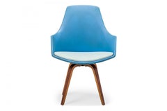 Norman Cherner for Plycraft Swivel Blue Vinyl Desk Chair
