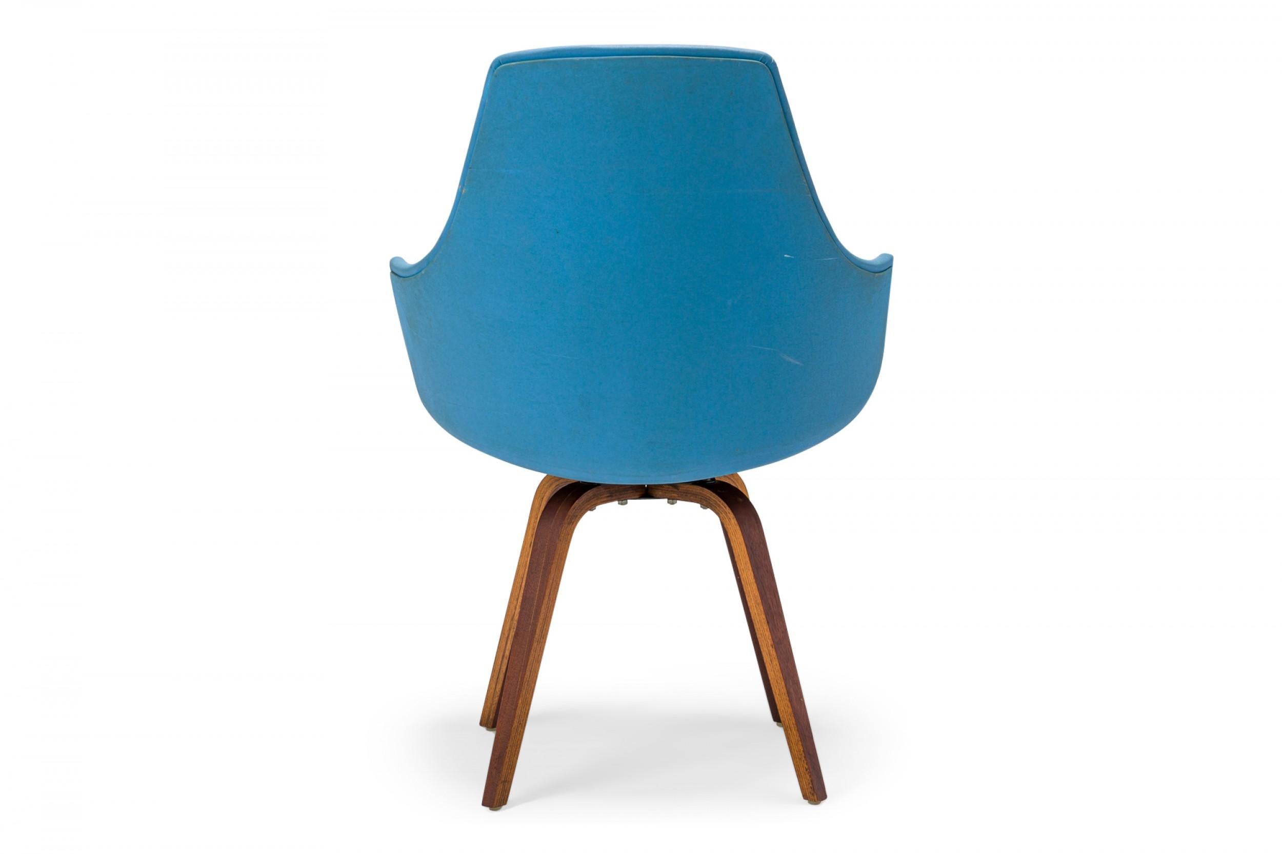 Norman Cherner for Plycraft Swivel Blue Vinyl Desk Chair In Good Condition For Sale In New York, NY