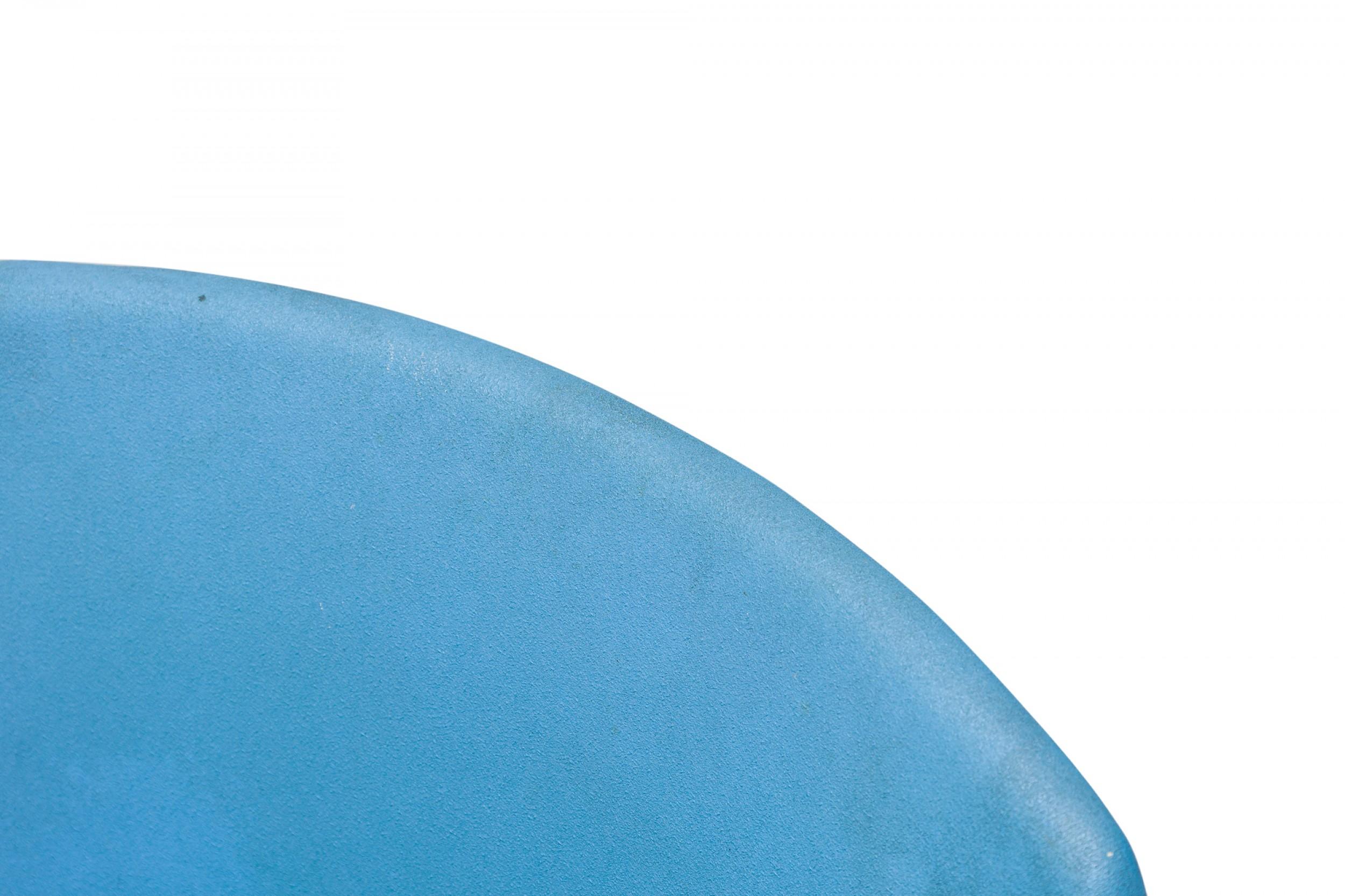 20th Century Norman Cherner for Plycraft Swivel Blue Vinyl Desk Chair For Sale