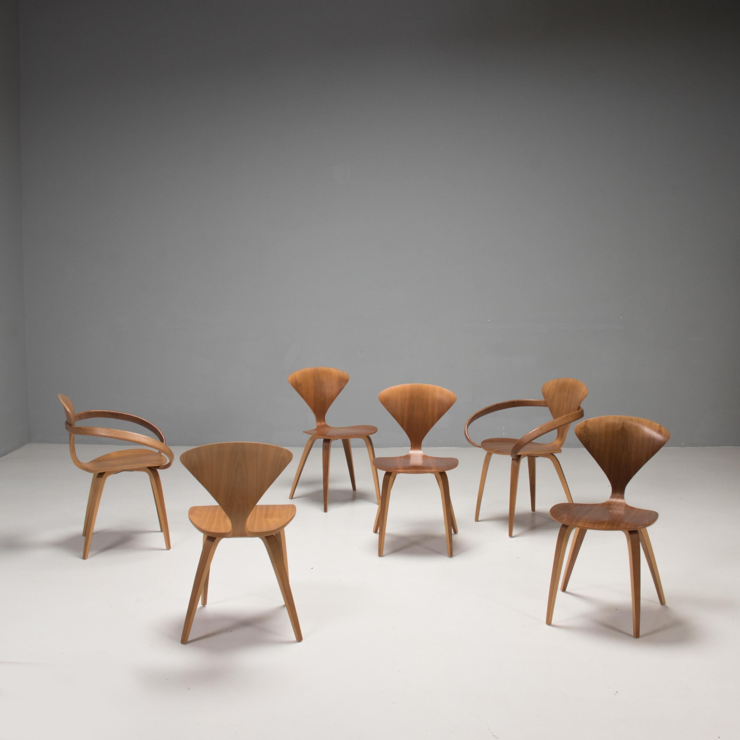 Mid-20th Century Norman Cherner Natural Walnut Dining Chairs, Set of 6, 2013