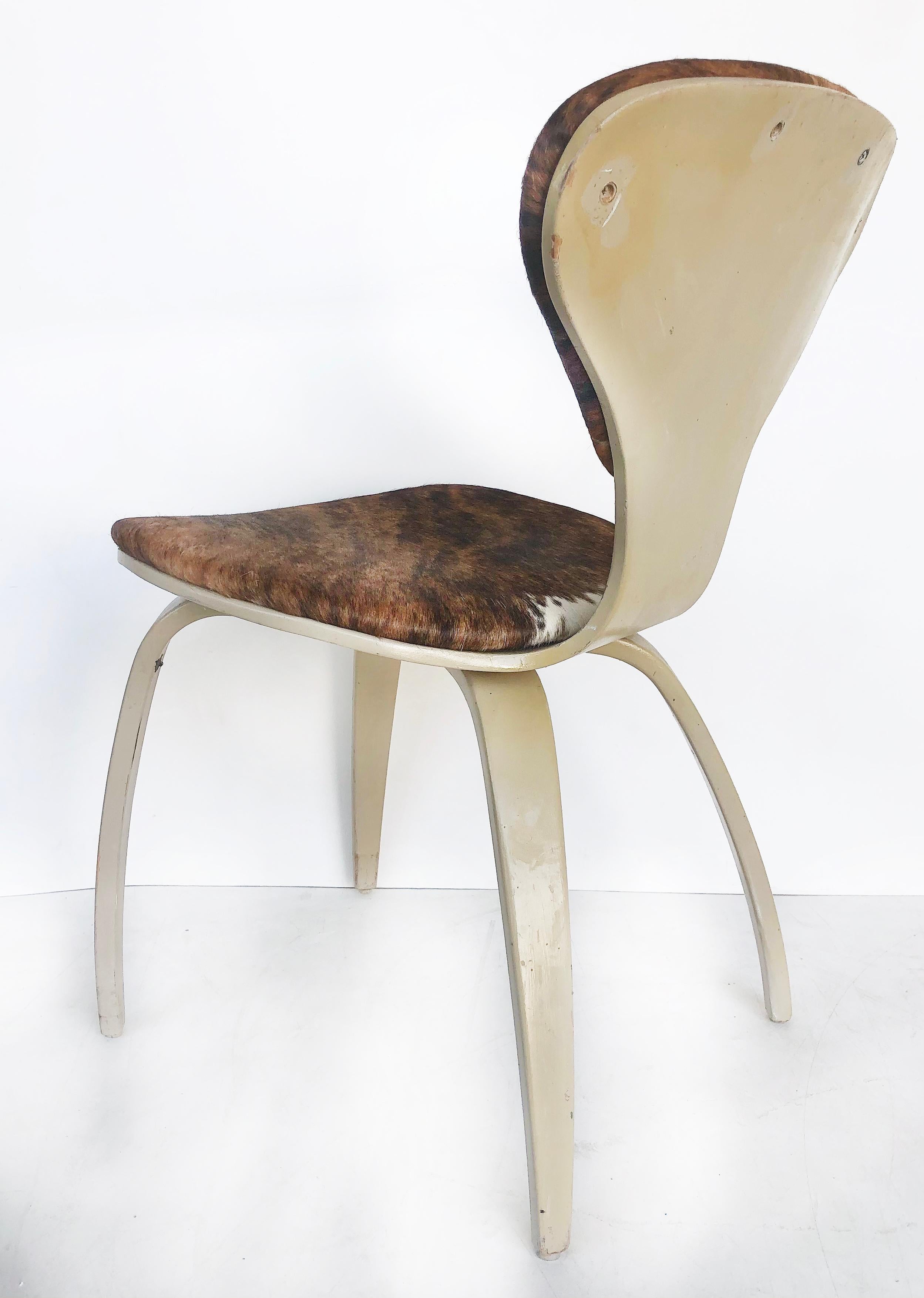 Norman Cherner Plycraft Chair Upholstered in Cowhide and Painted 1