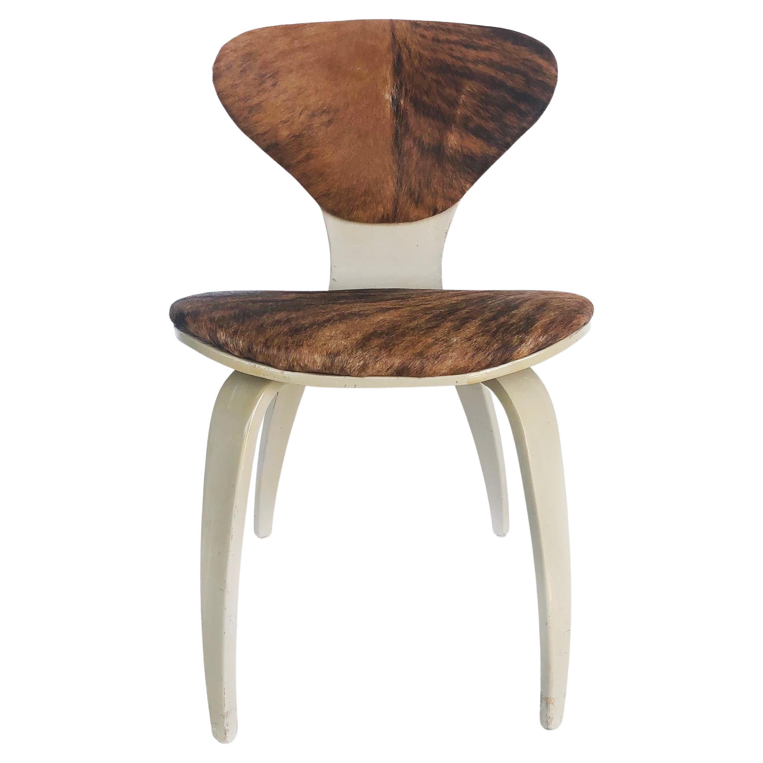 Norman Cherner Plycraft Chair Upholstered in Cowhide and Painted