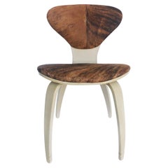 Norman Cherner Plycraft Chair Upholstered in Cowhide and Painted