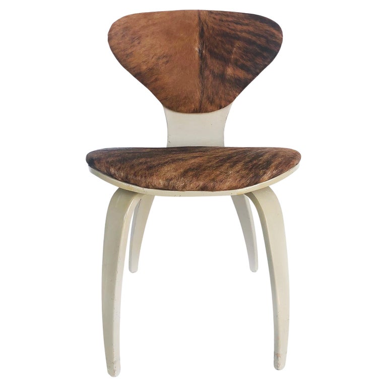 Norman Cherner Plycraft Chair Upholstered in Cowhide and Painted For Sale