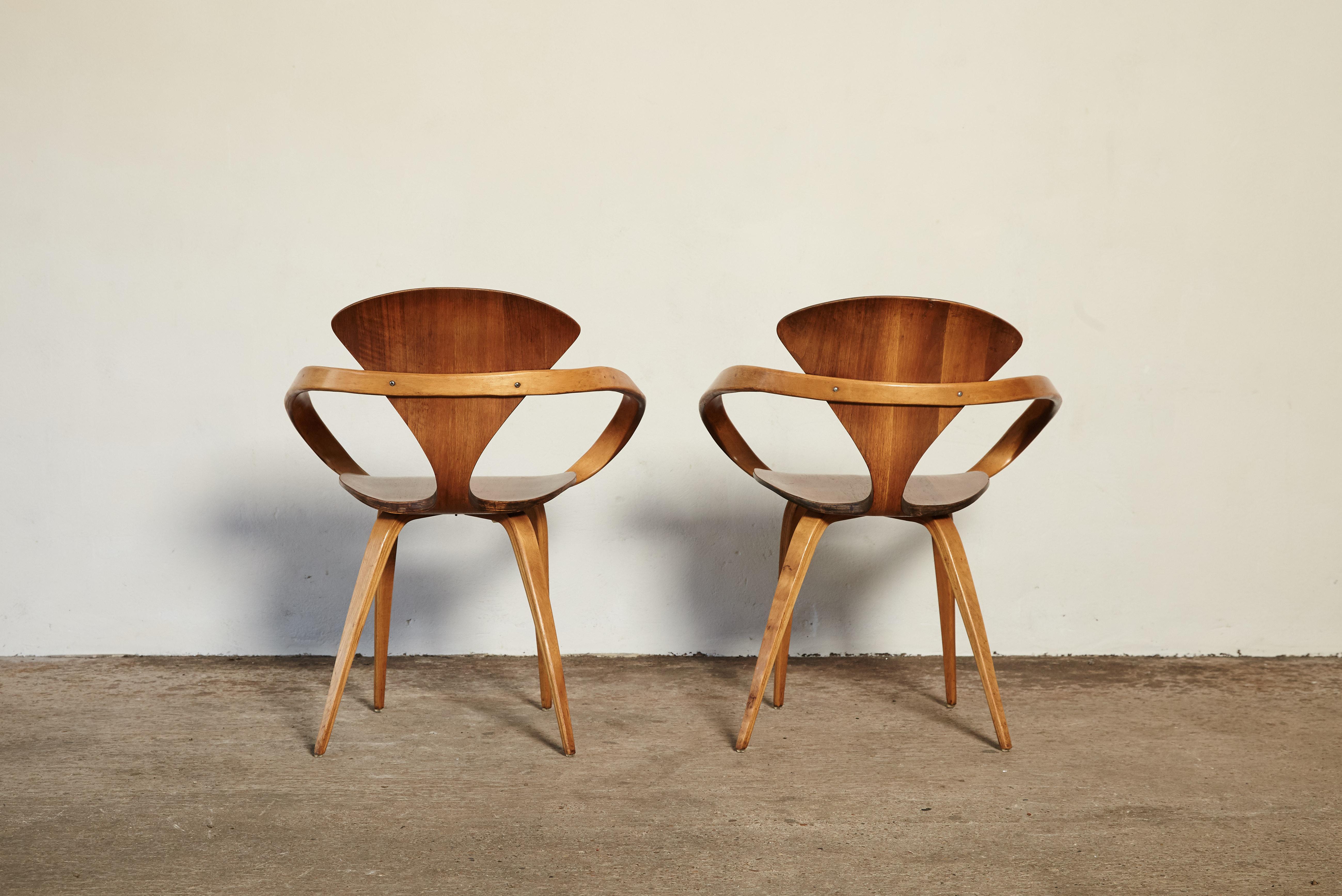 Wood Norman Cherner Pretzel Dining Chairs, Made by Plycraft, USA, 1960s