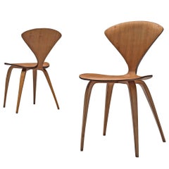 Norman Cherner Two Side Chairs in Walnut