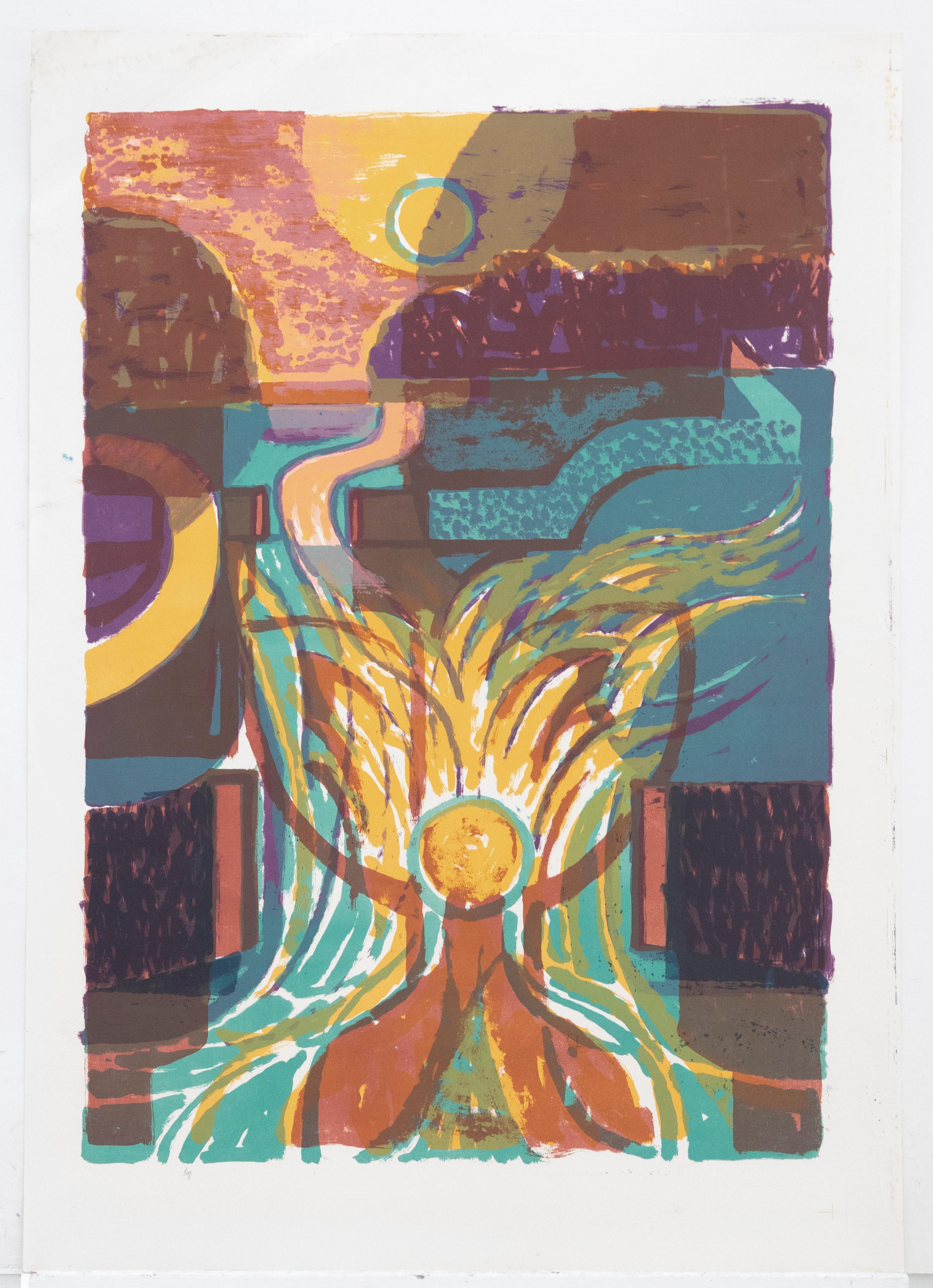 Norman Clifford Jaques (1922-2014) - Silkscreen, Flame For Sale 1
