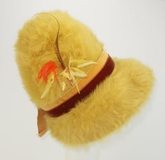 Norman Durand Golden Yellow Mohair Feathered Hat, 1960's