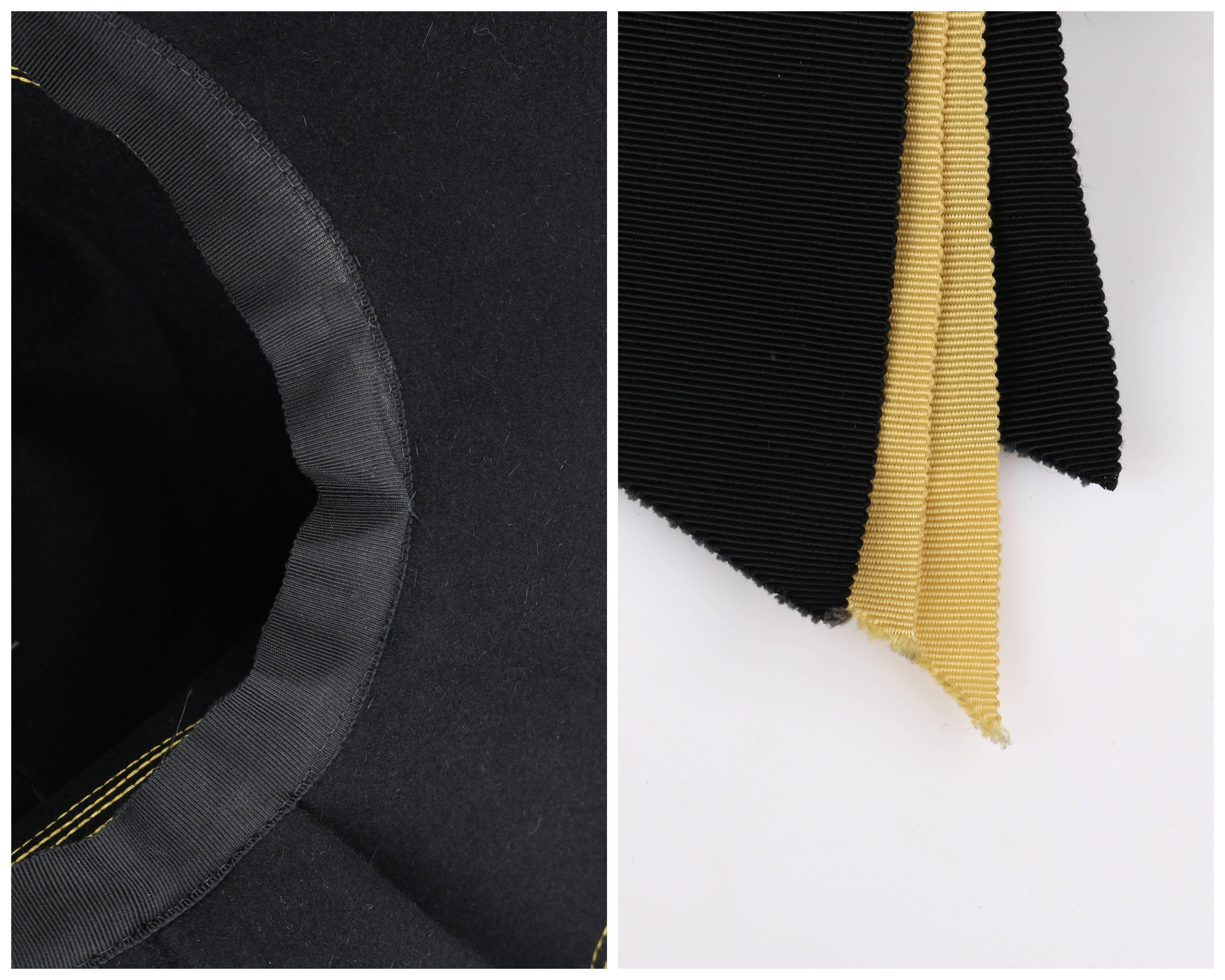 NORMAN DURAND Original c.1940's Black Fur Felt Asymmetrical Sculptural Hat 3