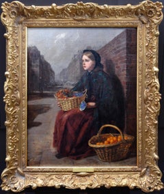 Girl with Oranges - 19th Century Royal Academy Oil Painting 1863