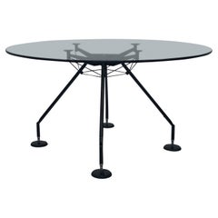 Norman Foster Black Aluminium and Glass Nomos Round Table for Tecno, 1988